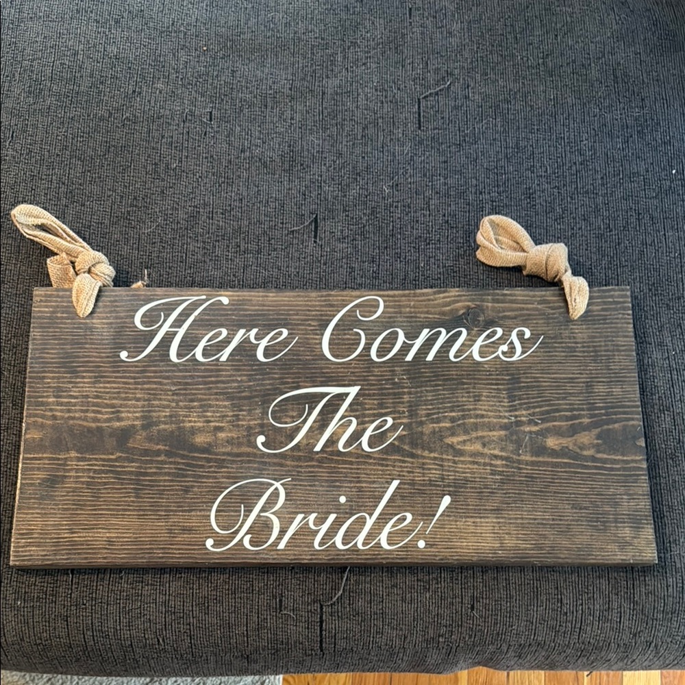 Wooden Wedding Sign with White Text